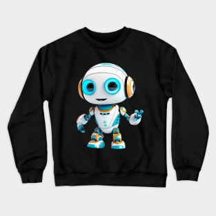 Futuristic Adorable White Toy Robot - 3D Character Design Crewneck Sweatshirt